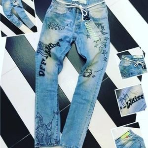 Graphic printed men women boyfriend unisex jeans
